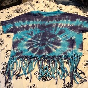 Tie-Dye Fringe Crop Top